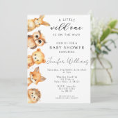 Woodland Animals herfst babyboy doucheuitnodiging Kaart (Staand voorkant)