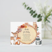 Woodland Animals Herfst Floral Waterverf Baby Boek Briefkaart (Staand voorkant)