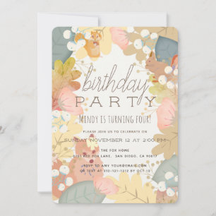 Woodland Animals Herfst Foliage Birthday Invitatio Feestdagenkaart