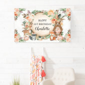 Woodland Animals Herfst herfst Floral Happy Birthd Spandoek (Insitu)