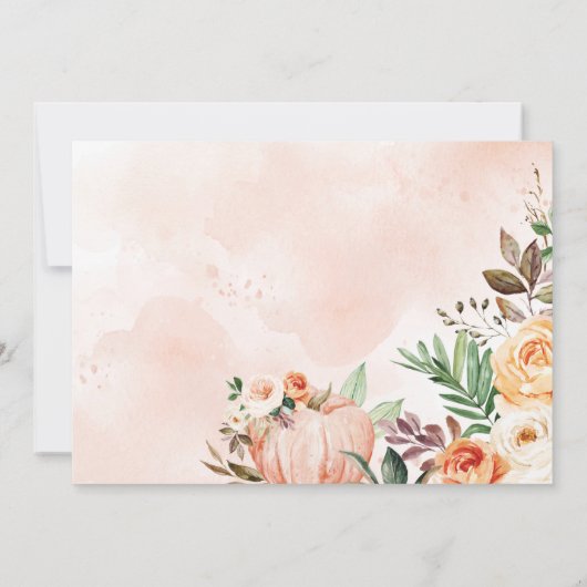 Woodland Animals Herfst Pumpkin Floral Baby shower Kaart (Achterkant)