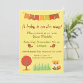 Woodland Animals Herfst Theme Baby shower Kaart (Staand voorkant)