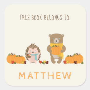 Woodland Animals Herfst Verjaardag Vierkante Sticker