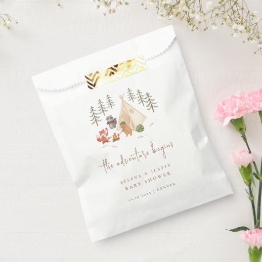 Woodland Animals Het avontuur begint Baby shower Bedankzakje (Gezegeld)