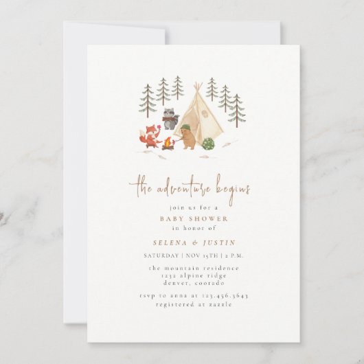 Woodland Animals Het avontuur begint Baby shower Kaart (Voorkant)