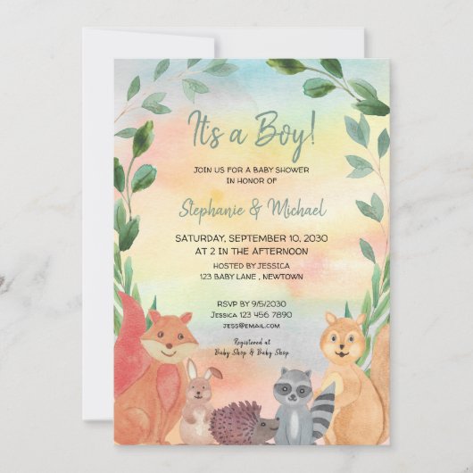 Woodland Animals Het is een Baby shower van paddes Kaart (Voorkant)