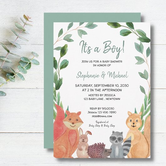 Woodland Animals Het is een Baby shower voor padvi Kaart