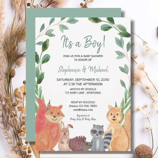 Woodland Animals Het is een Baby shower voor padvi Kaart
