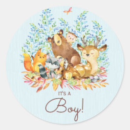Woodland Animals Het is een Boy Favor Sticker