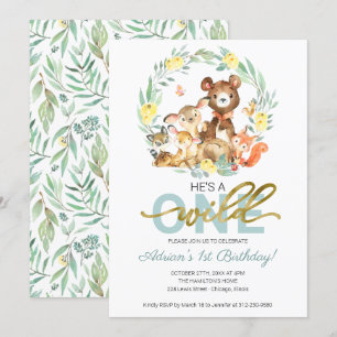 Woodland Animals, hij is een eerste verjaardag in Kaart