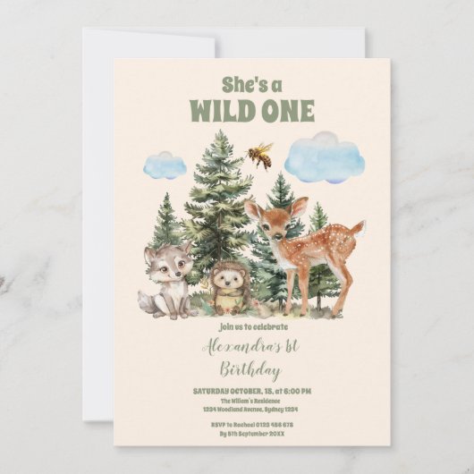 Woodland Animals Hij is een Wilde 1 1e verjaardag Kaart (Voorkant)