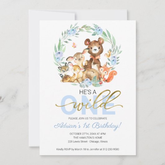 Woodland Animals, hij is een Wilde 1 Eerste Dag. Kaart (Voorkant)