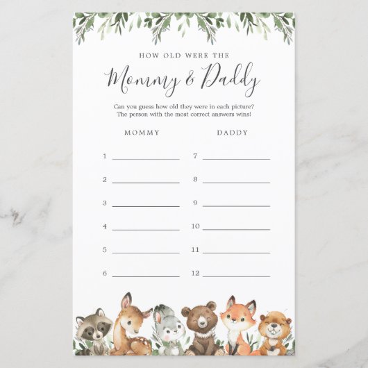 Woodland Animals Hoe oud waren de mama en papa (Voorkant)