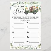Woodland Animals Hoe oud was ze Baby shower Kaart (Voorkant)