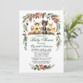 Woodland Animals Holiday Baby shower Green Kaart (Staand voorkant)