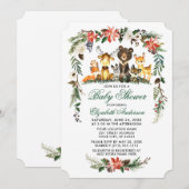 Woodland Animals Holiday Green Baby shower Kaart (Voorkant / Achterkant)