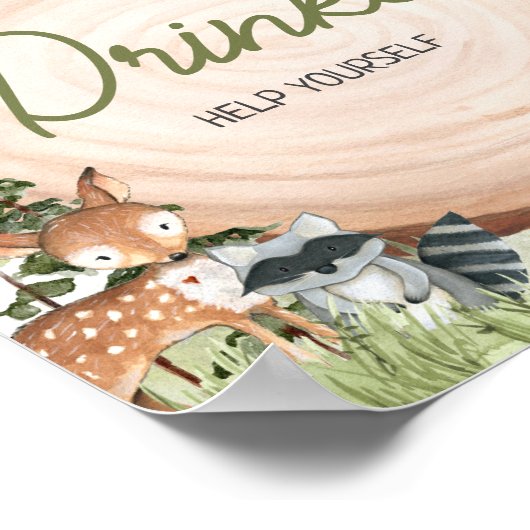 Woodland Animals Houtplak Drinken Poster (Hoek)