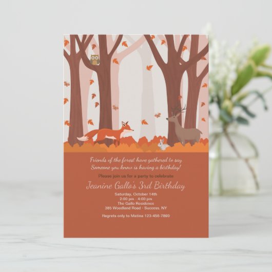 Woodland Animals Invitation Kaart (Staand voorkant)