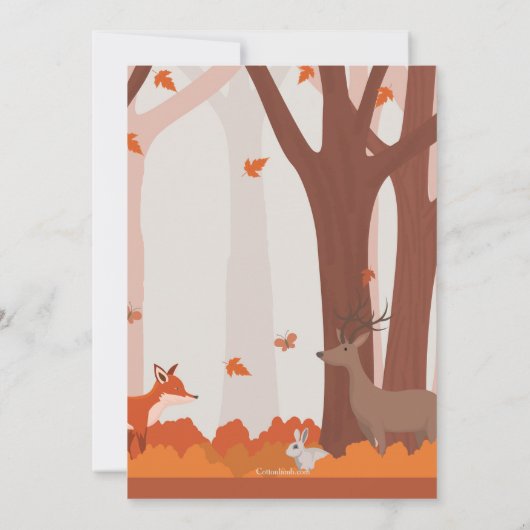 Woodland Animals Invitation Kaart (Achterkant)