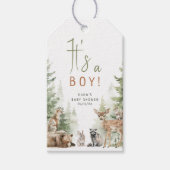 Woodland Animals It's a Boy Baby shower Dank je we Cadeaulabel (Voorkant)