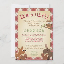 Woodland Animals It's a girl! baby shower Kaart