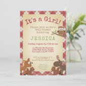 Woodland Animals It's a girl! baby shower Kaart (Staand voorkant)