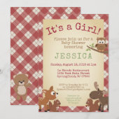 Woodland Animals It's a girl! baby shower Kaart (Voorkant / Achterkant)