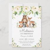 Woodland Animals Ivory White Floral 1 september Kaart (Voorkant)