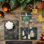 Woodland Animals Kerst Blauwgroen Inpakpapier Vel