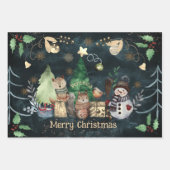 Woodland Animals Kerst Blauwgroen Inpakpapier Vel (Voorkant 2)
