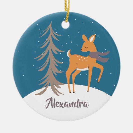 Woodland Animals kerst deer keramisch sierlijk Ornament (Voorkant)