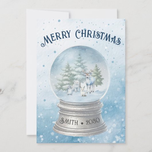 Woodland Animals Kerst Flat Vakantie Kaart (Voorkant)