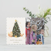 Woodland Animals Kerstboom Witte Fotokaart Feestdagenkaart (Staand voorkant)