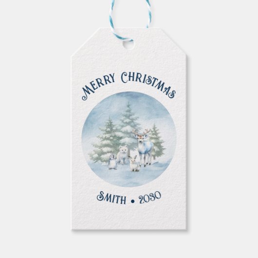 Woodland Animals Kerstmis Cadeaulabel (Voorkant)