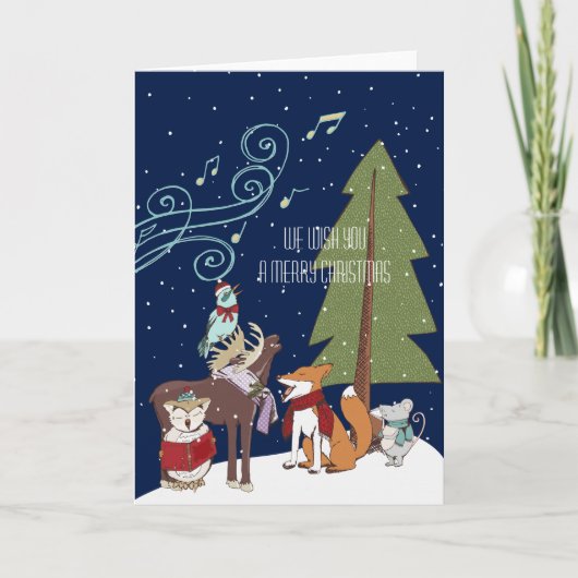 Woodland Animals Kerstmis Feestdagen Kaart (Voorkant)