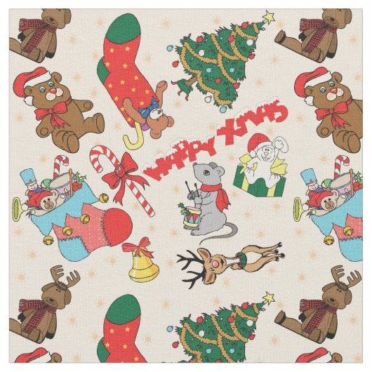 Woodland Animals Kerstmis Stof (Close Up)