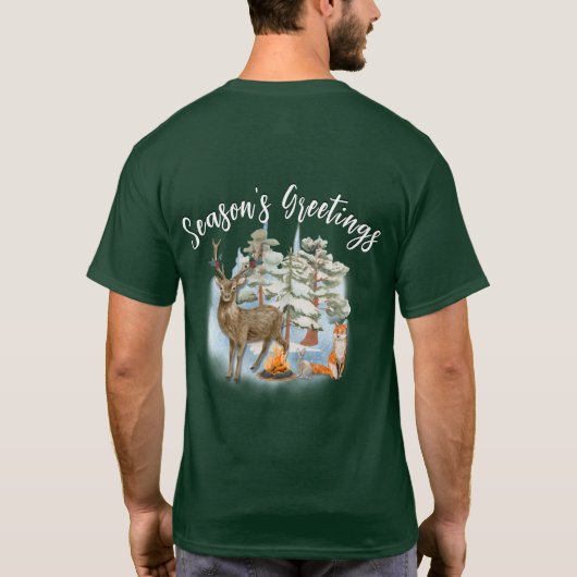 Woodland Animals Kerstmis T-Shirt (Achterkant)