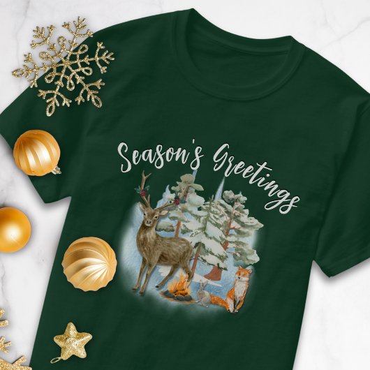 Woodland Animals Kerstmis T-Shirt