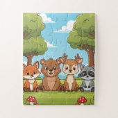Woodland Animals Kids Puzzle | Cute Fox Bear Deer  Legpuzzel (Verticaal)