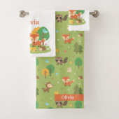 Woodland Animals Kinder Gepersonaliseerde badhandd Bad Handdoek (Insitu)