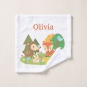 Woodland Animals Kinder Gepersonaliseerde badhandd Bad Handdoek (Wasdoekje)