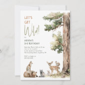 Woodland Animals "Let's Get Wild" Kinderen Verjaar Kaart (Voorkant)