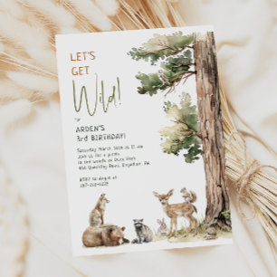 Woodland Animals "Let's Get Wild" Kinderen Verjaar Kaart