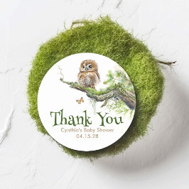 Woodland Animals Little Owl Mossy Wild Hartelijk d Ronde Sticker