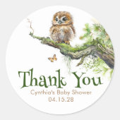 Woodland Animals Little Owl Mossy Wild Hartelijk d Ronde Sticker (Voorkant)