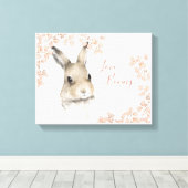 Woodland Animals Love Bunny Floral Script Nursery Canvas Afdruk (Insitu (Houten vloer))