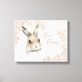 Woodland Animals Love Bunny Floral Script Nursery Canvas Afdruk