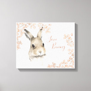 Woodland Animals Love Bunny Floral Script Nursery Canvas Afdruk