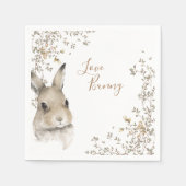 Woodland Animals Love Bunny Floral Script Servet (Voorkant)