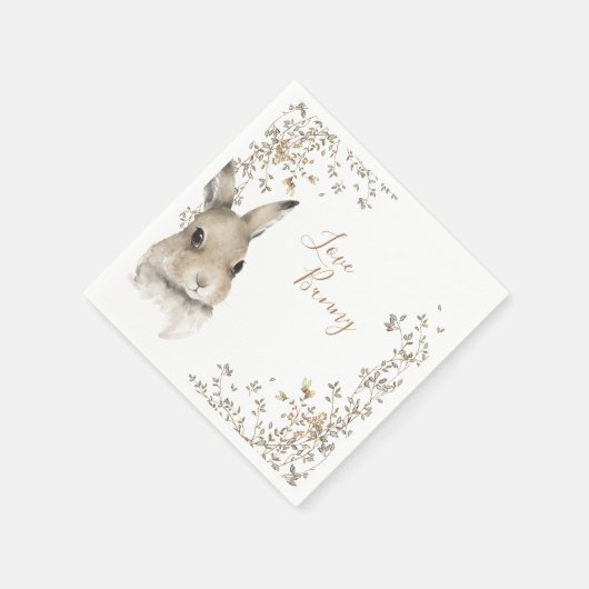 Woodland Animals Love Bunny Floral Script Servet (Hoek)